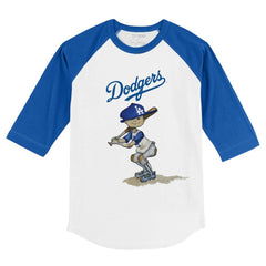 White/Royal Los Angeles Dodgers Tiny Turnip Youth Slugger 3/4-Sleeve Raglan T-Shirt