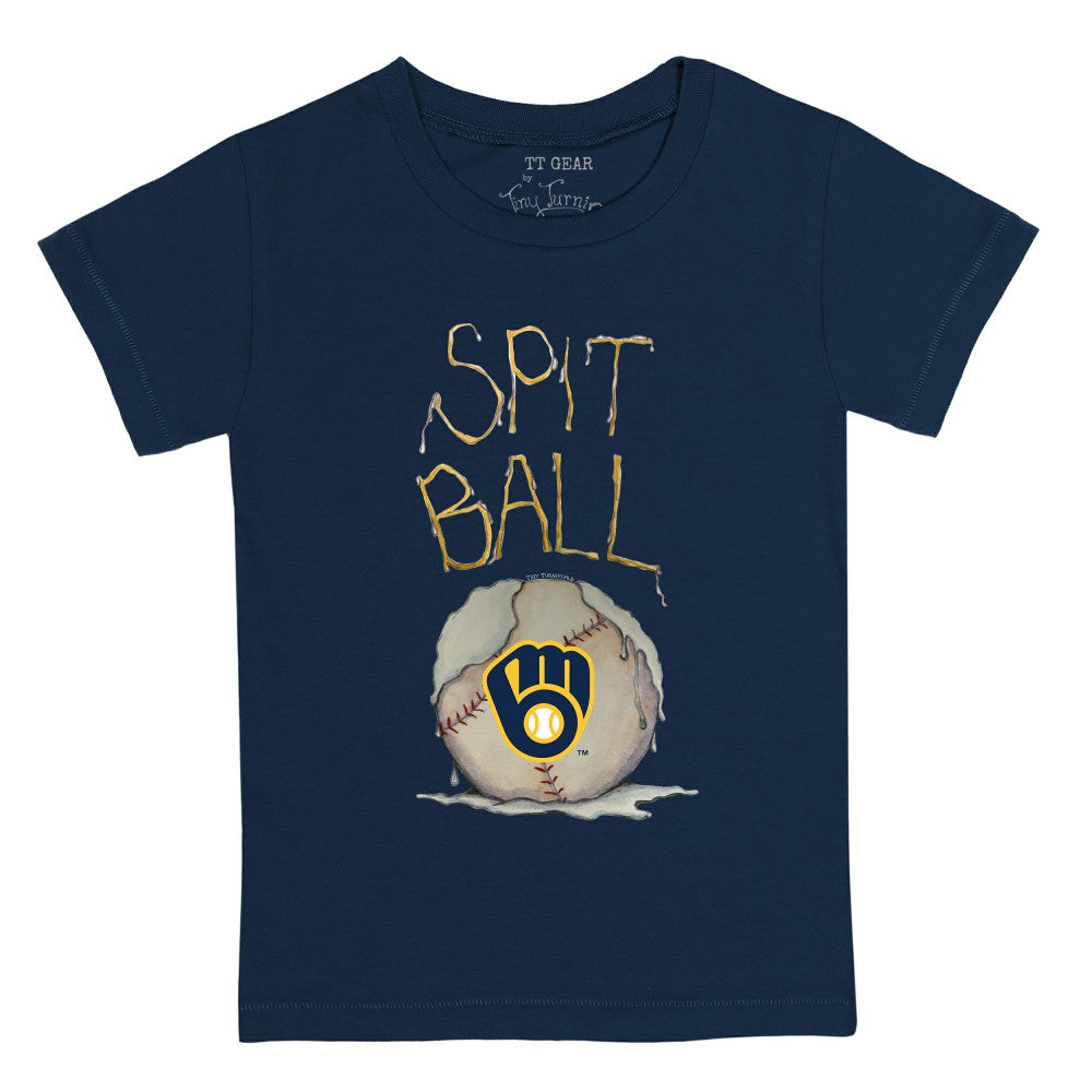 Navy Milwaukee Brewers Tiny Turnip Youth Spit Ball T-Shirt