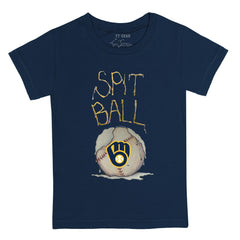 Navy Milwaukee Brewers Tiny Turnip Youth Spit Ball T-Shirt