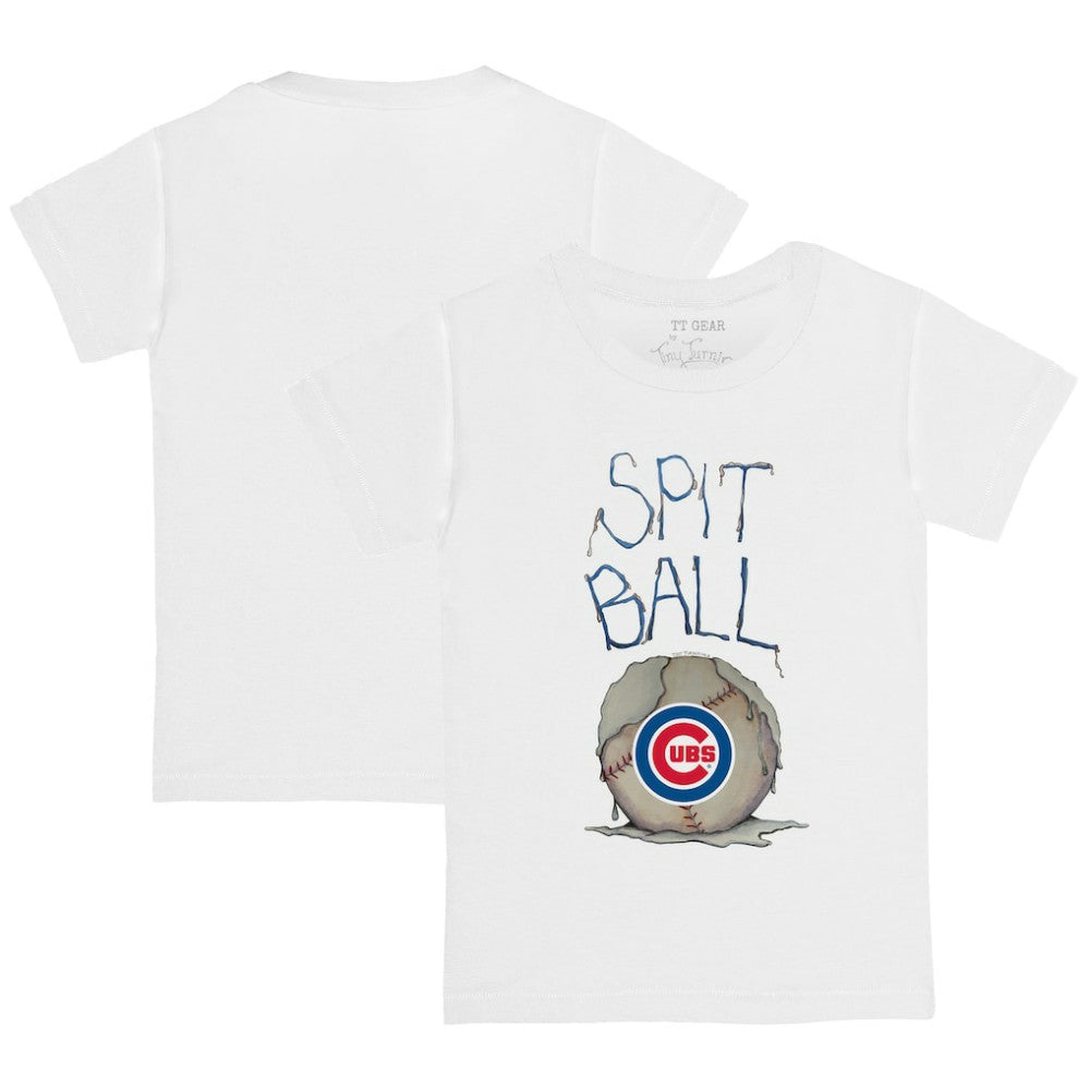 White Chicago Cubs Tiny Turnip Youth Spit Ball T-Shirt