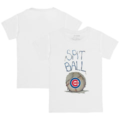White Chicago Cubs Tiny Turnip Youth Spit Ball T-Shirt