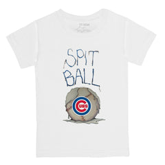 White Chicago Cubs Tiny Turnip Youth Spit Ball T-Shirt
