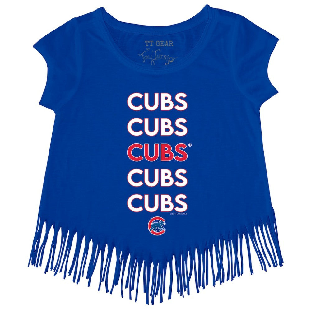 Royal Chicago Cubs Tiny Turnip Girls Youth Stacked Fringe T-Shirt