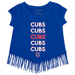 Royal Chicago Cubs Tiny Turnip Girls Youth Stacked Fringe T-Shirt