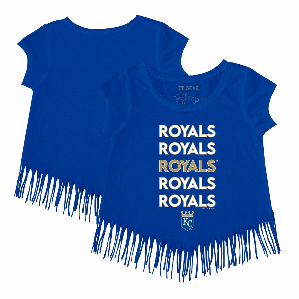Royal Kansas City Royals Tiny Turnip Girls Youth Stacked Fringe T-Shirt
