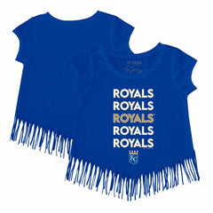 Royal Kansas City Royals Tiny Turnip Girls Youth Stacked Fringe T-Shirt