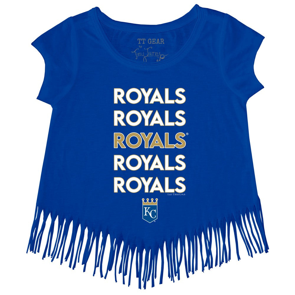 Royal Kansas City Royals Tiny Turnip Girls Youth Stacked Fringe T-Shirt