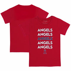 Red Los Angeles Angels Tiny Turnip Youth Stacked T-Shirt