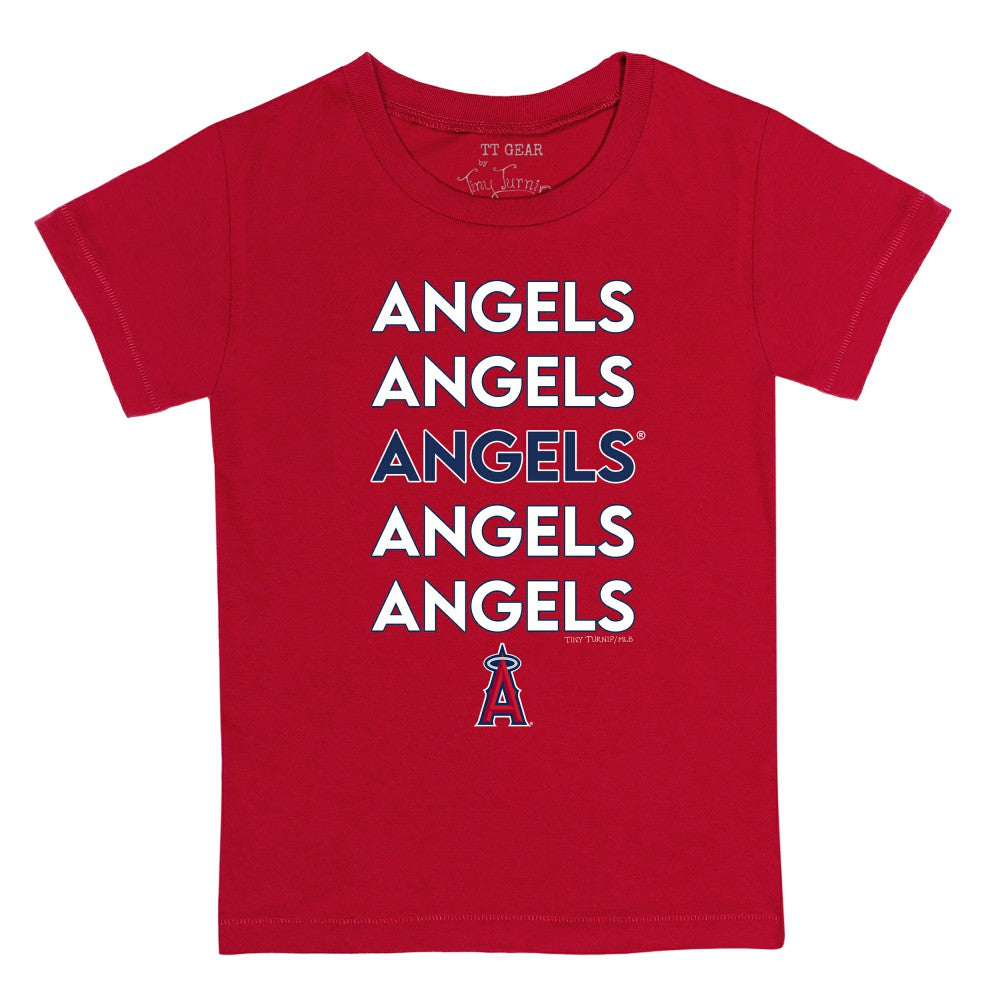 Red Los Angeles Angels Tiny Turnip Youth Stacked T-Shirt