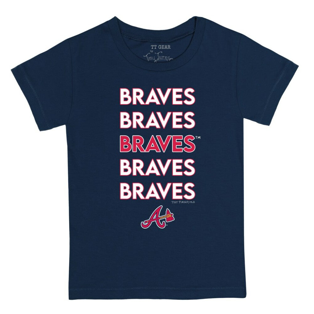Navy Atlanta Braves Tiny Turnip Youth Stacked T-Shirt