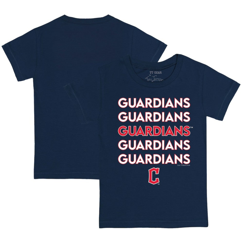 Navy Cleveland Guardians Tiny Turnip Youth Stacked T-Shirt