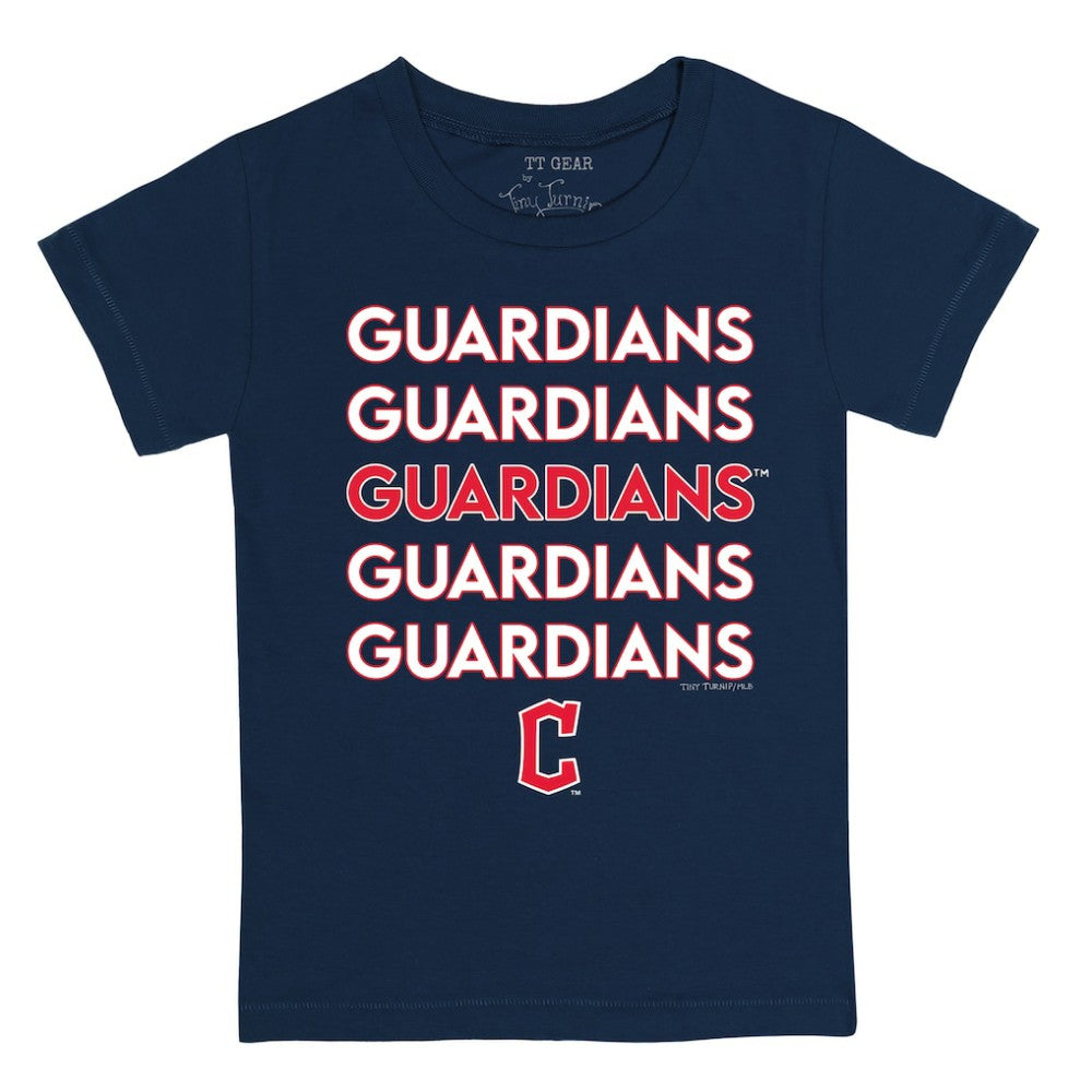 Navy Cleveland Guardians Tiny Turnip Youth Stacked T-Shirt