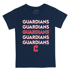 Navy Cleveland Guardians Tiny Turnip Youth Stacked T-Shirt