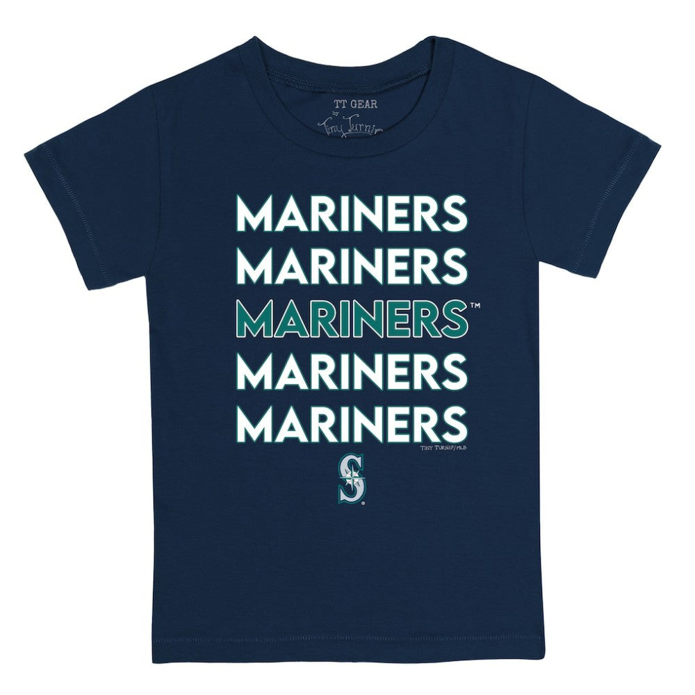 Navy Seattle Mariners Tiny Turnip Youth Stacked T-Shirt
