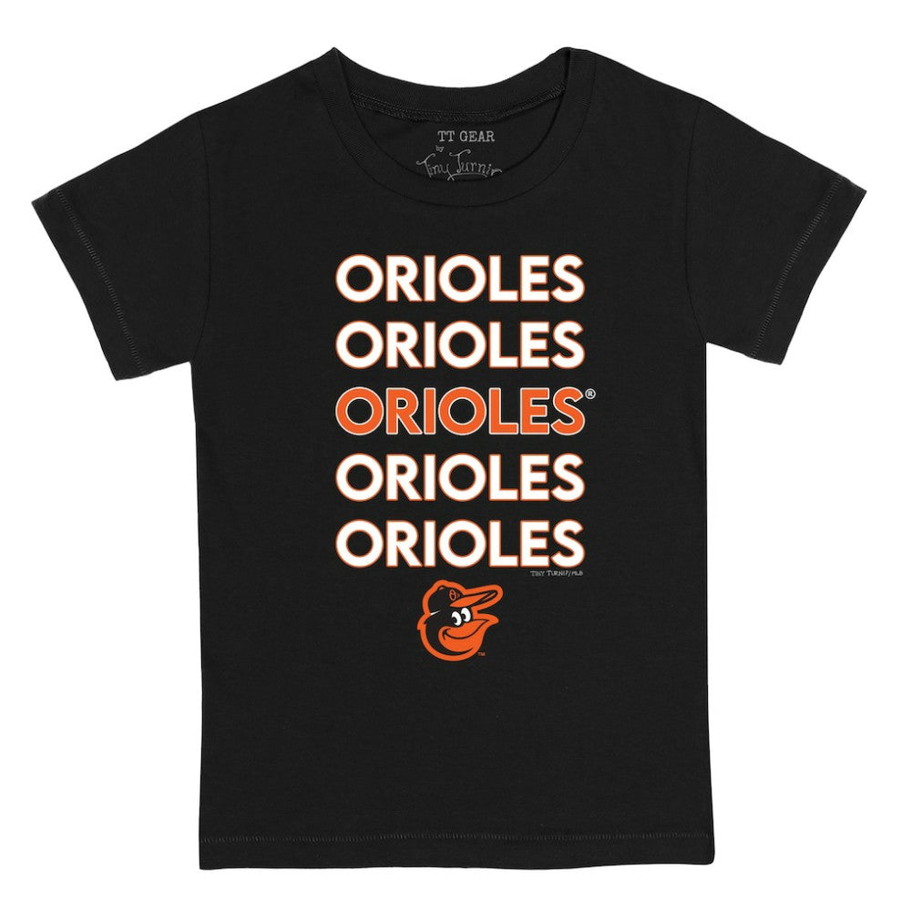 Black Baltimore Orioles Tiny Turnip Youth Stacked T-Shirt