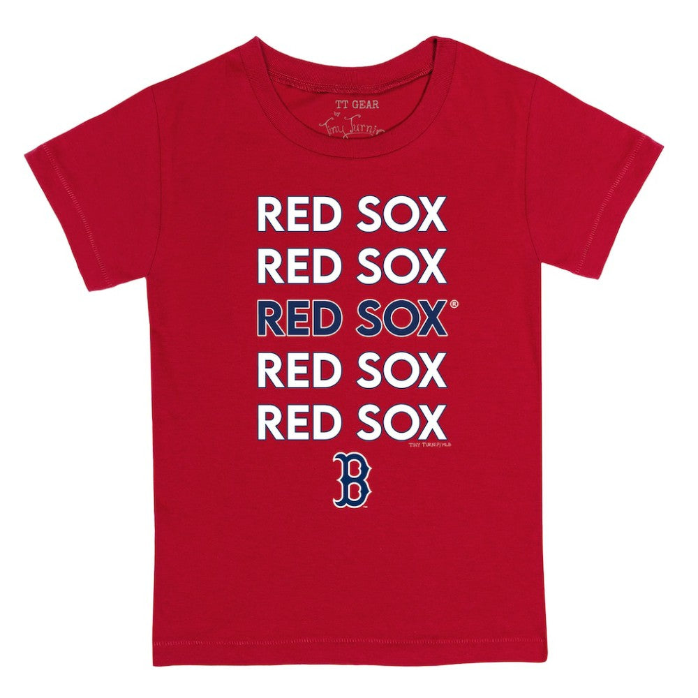 Red Boston Red Sox Tiny Turnip Youth Stacked T-Shirt