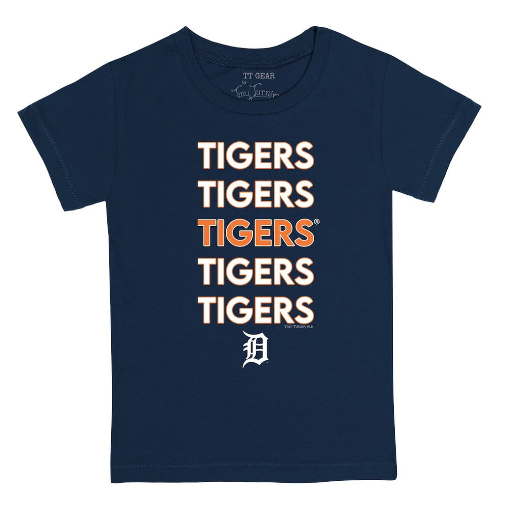 Navy Detroit Tigers Tiny Turnip Youth Stacked T-Shirt
