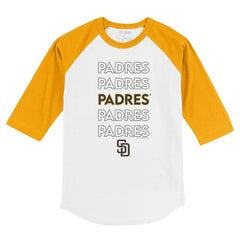 White/Gold San Diego Padres Tiny Turnip Youth Stacked 3/4-Sleeve Raglan T-Shirt
