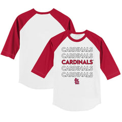 White/Red St. Louis Cardinals Tiny Turnip Youth Stacked 3/4-Sleeve Raglan T-Shirt
