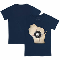 Navy Milwaukee Brewers Tiny Turnip Youth State Outline T-Shirt