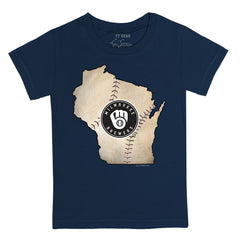 Navy Milwaukee Brewers Tiny Turnip Youth State Outline T-Shirt