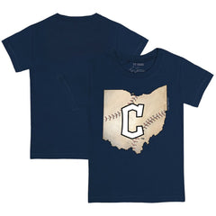 Navy Cleveland Guardians Tiny Turnip Youth State Outline T-Shirt