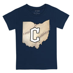Navy Cleveland Guardians Tiny Turnip Youth State Outline T-Shirt