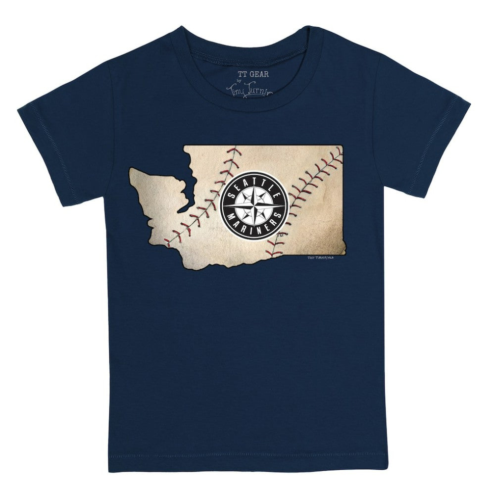 Navy Seattle Mariners Tiny Turnip Youth State Outline T-Shirt