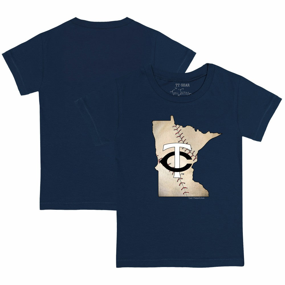 Navy Minnesota Twins Tiny Turnip Youth State Outline T-Shirt
