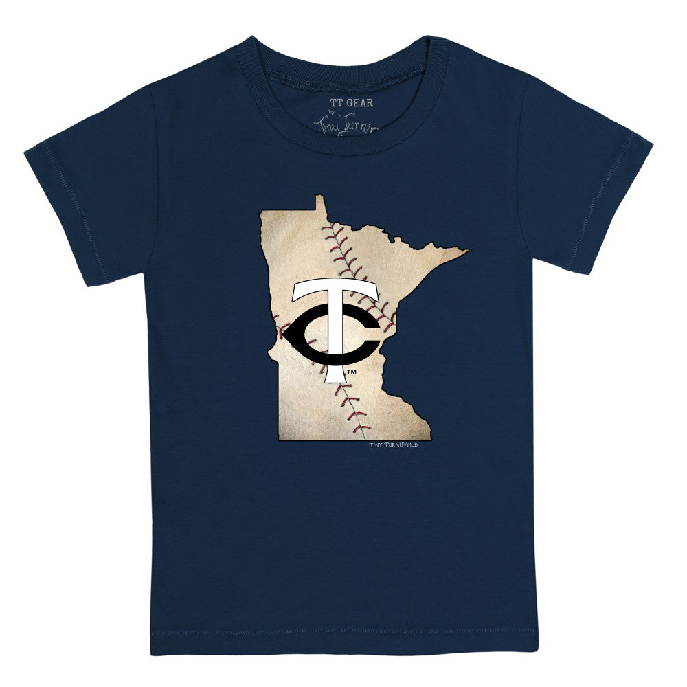 Navy Minnesota Twins Tiny Turnip Youth State Outline T-Shirt