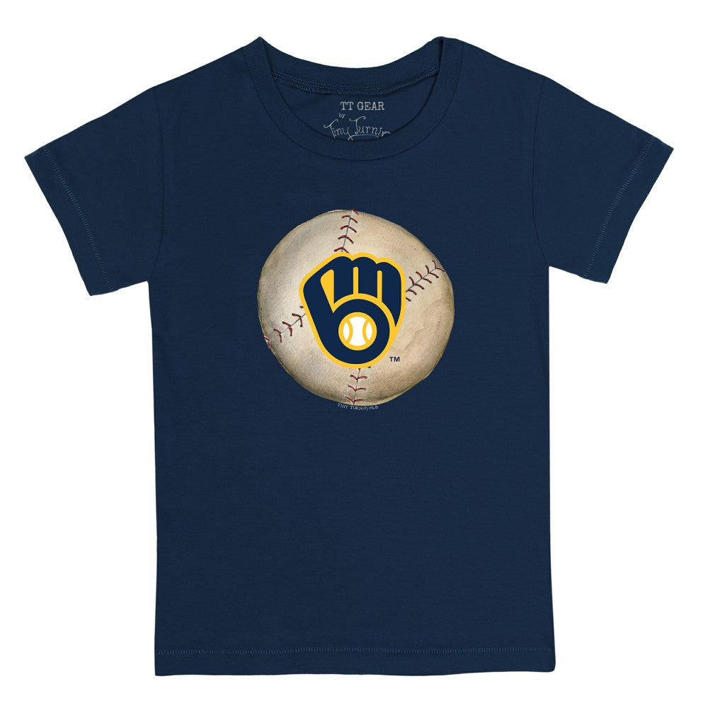 Navy Milwaukee Brewers Tiny Turnip Youth Stitched Baseball T-Shirt