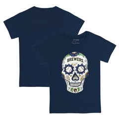 Navy Milwaukee Brewers Tiny Turnip Youth Sugar Skull T-Shirt