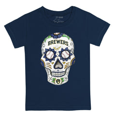 Navy Milwaukee Brewers Tiny Turnip Youth Sugar Skull T-Shirt