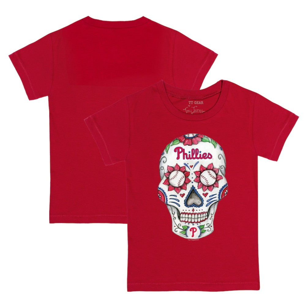 Red Philadelphia Phillies Tiny Turnip Youth Sugar Skull T-Shirt