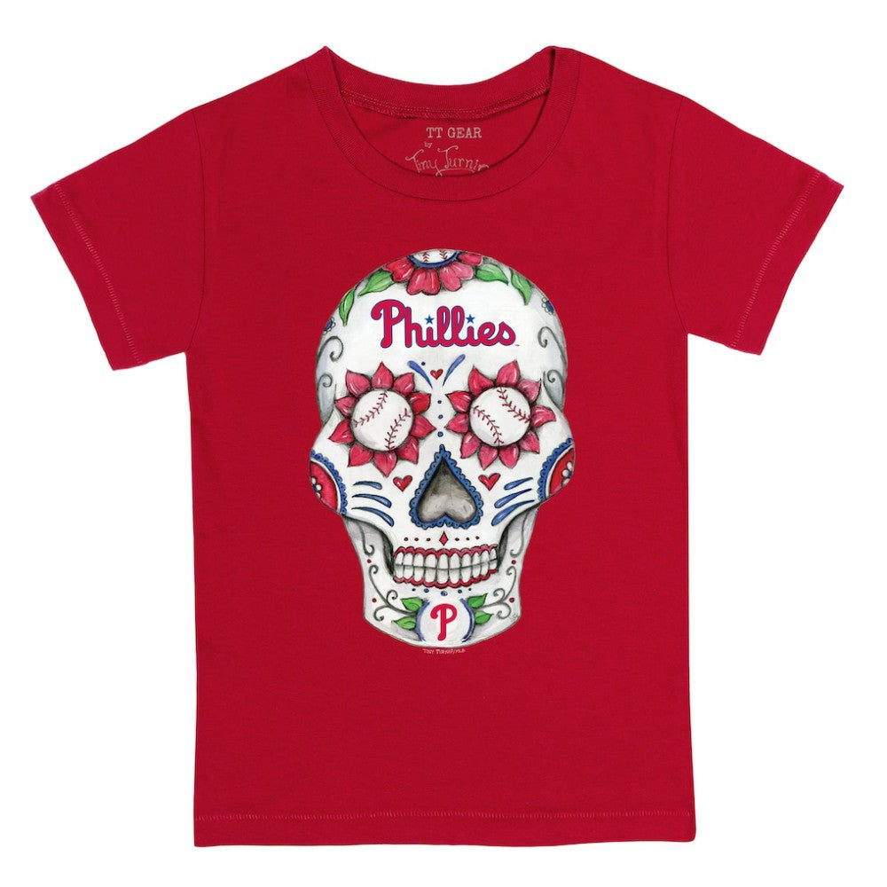 Red Philadelphia Phillies Tiny Turnip Youth Sugar Skull T-Shirt