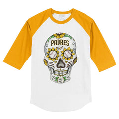 White/Gold San Diego Padres Tiny Turnip Youth Sugar Skull 3/4-Sleeve Raglan T-Shirt