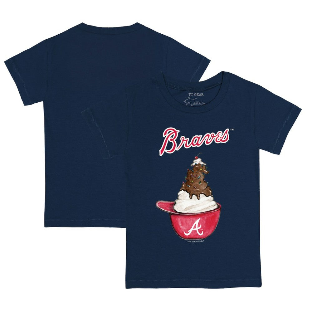 Navy Atlanta Braves Tiny Turnip Youth Sundae Helmet T-Shirt