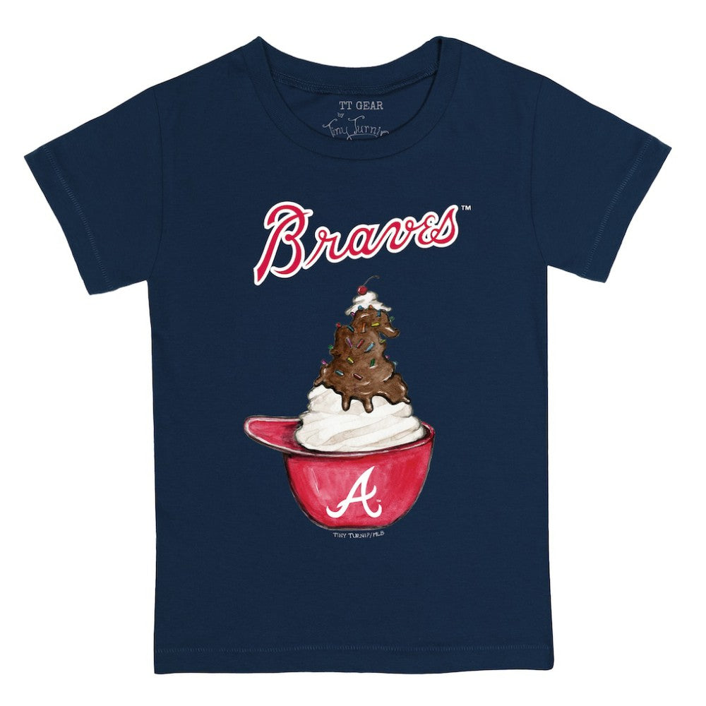 Navy Atlanta Braves Tiny Turnip Youth Sundae Helmet T-Shirt