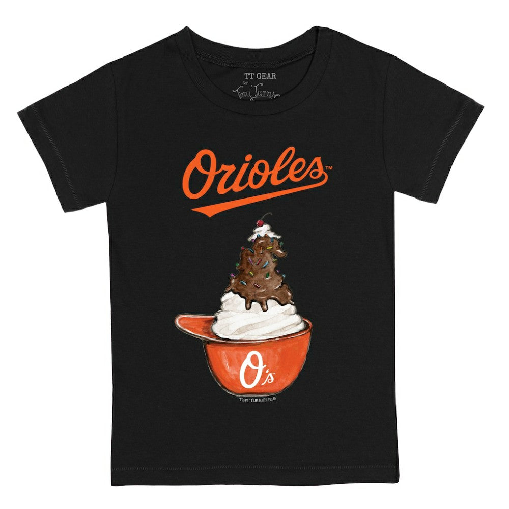 Black Baltimore Orioles Tiny Turnip Youth Sundae Helmet T-Shirt