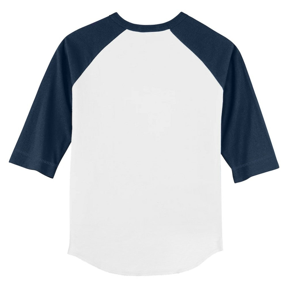 White/Navy Cleveland Guardians Tiny Turnip Youth Sundae Helmet 3/4-Sleeve Raglan T-Shirt