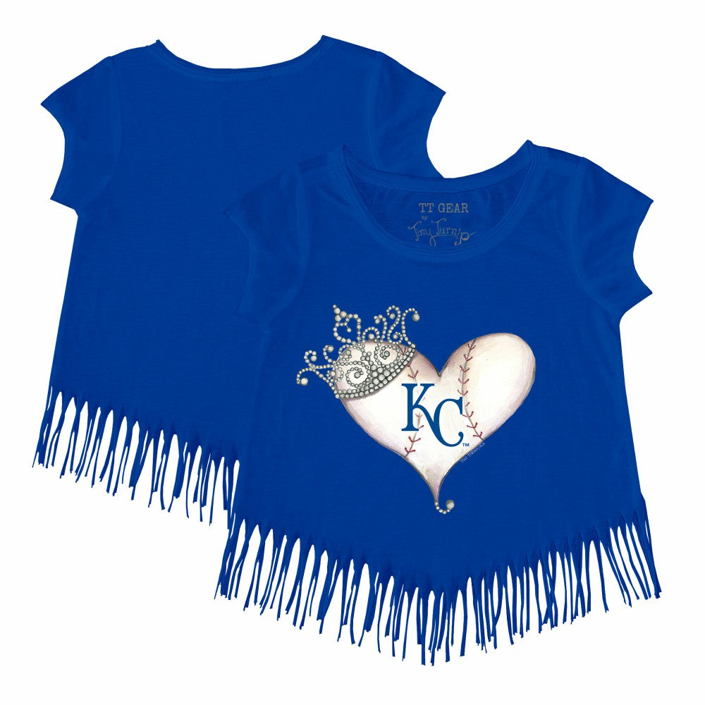 Royal Kansas City Royals Tiny Turnip Girls Youth Tiara Heart Fringe T-Shirt