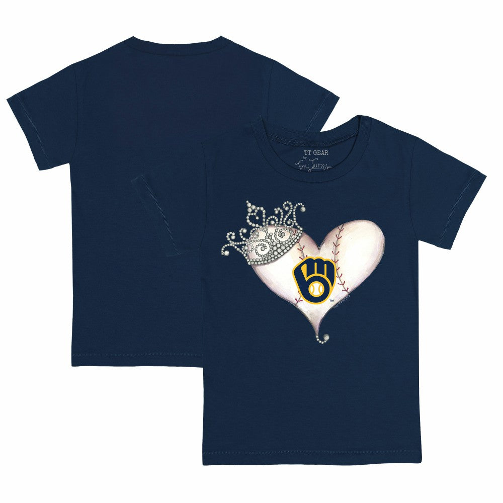 Navy Milwaukee Brewers Tiny Turnip Youth Tiara Heart T-Shirt
