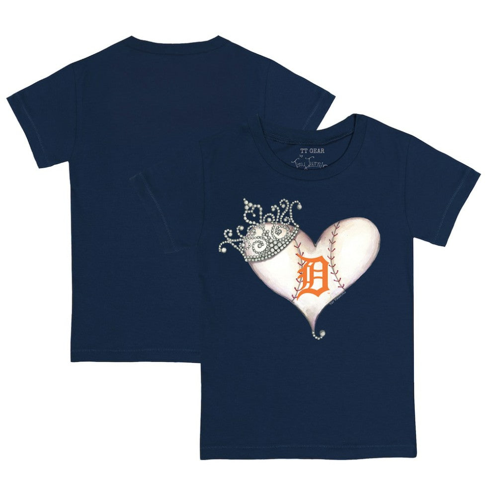 Navy Detroit Tigers Tiny Turnip Youth Tiara Heart T-Shirt