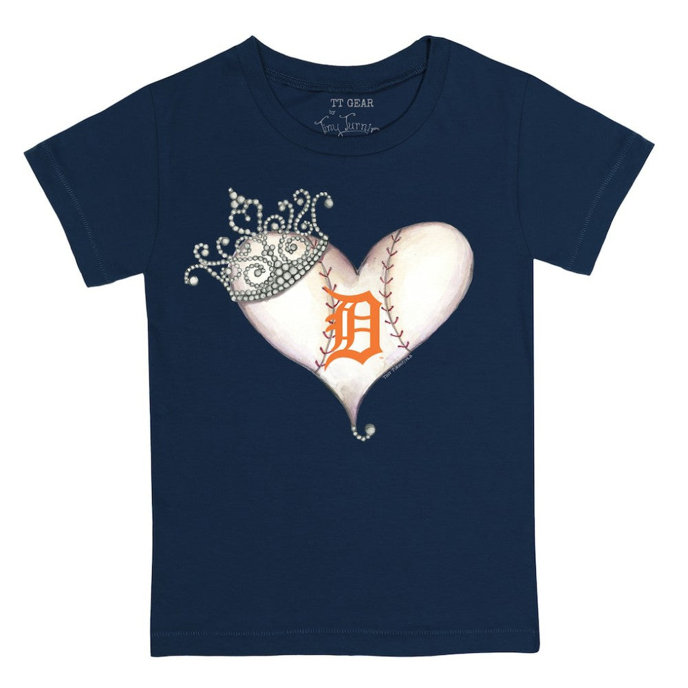 Navy Detroit Tigers Tiny Turnip Youth Tiara Heart T-Shirt