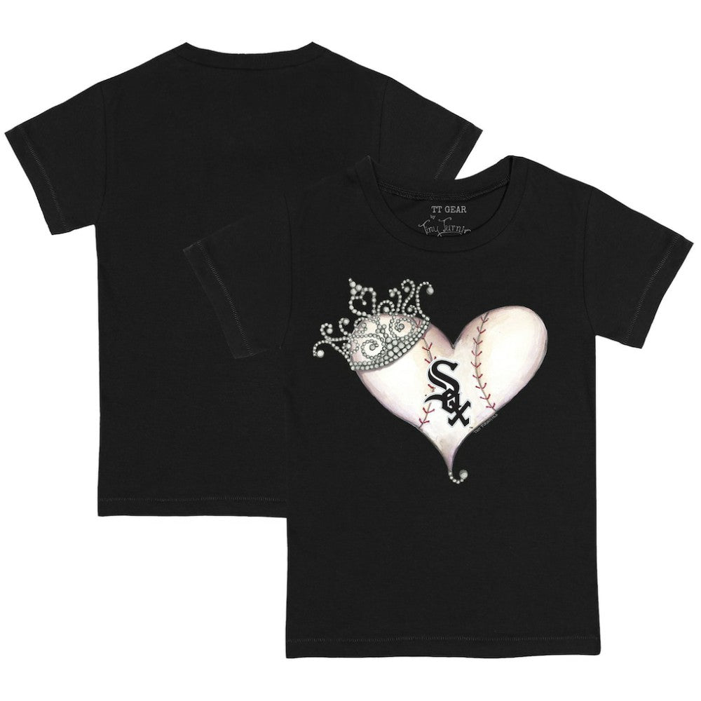 Black Chicago White Sox Tiny Turnip Youth Tiara Heart T-Shirt