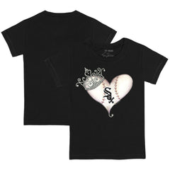 Black Chicago White Sox Tiny Turnip Youth Tiara Heart T-Shirt