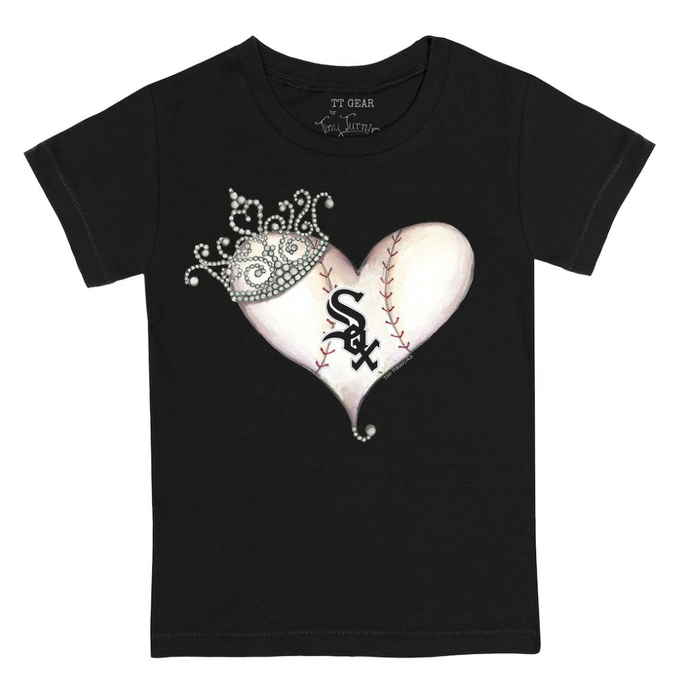 Black Chicago White Sox Tiny Turnip Youth Tiara Heart T-Shirt