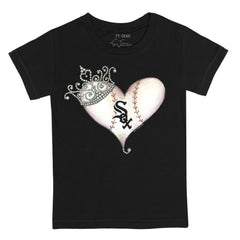 Black Chicago White Sox Tiny Turnip Youth Tiara Heart T-Shirt