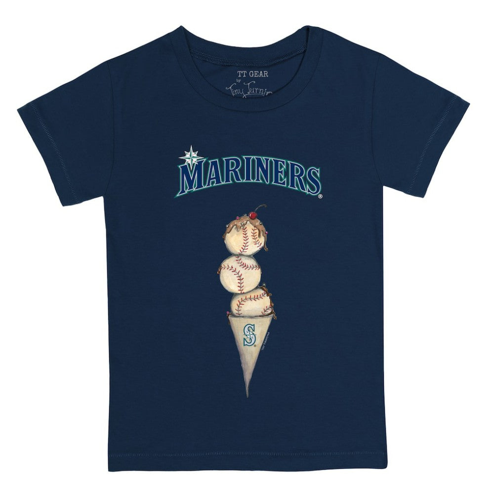 Navy Seattle Mariners Tiny Turnip Youth Triple Scoop T-Shirt