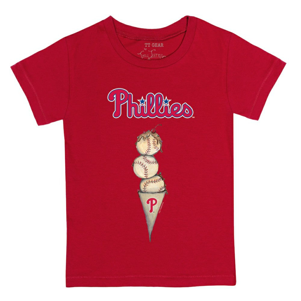 Red Philadelphia Phillies Tiny Turnip Youth Triple Scoop T-Shirt